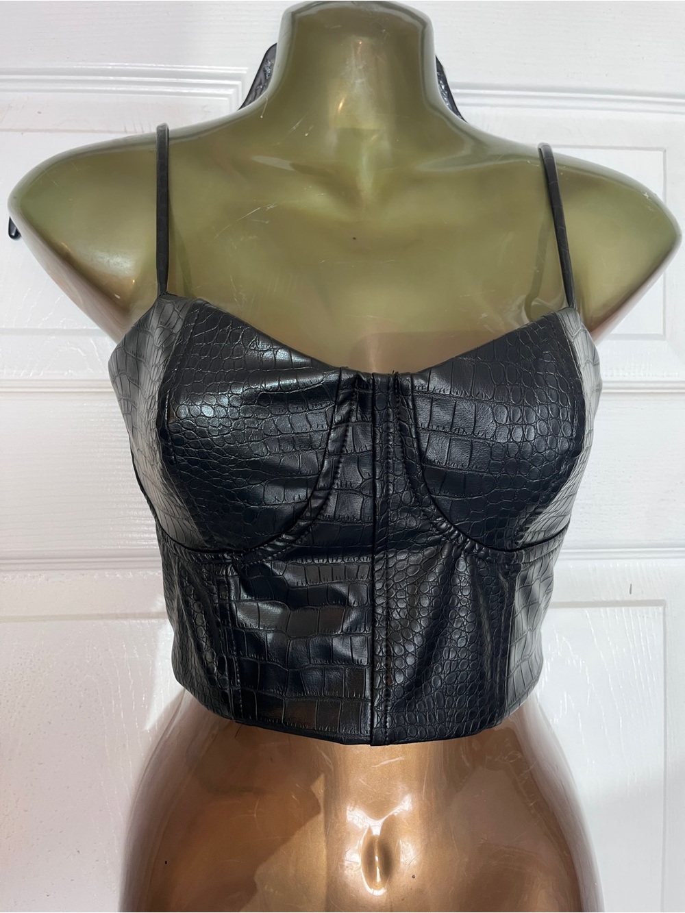 Express Black Faux Croc Bustier Camisole